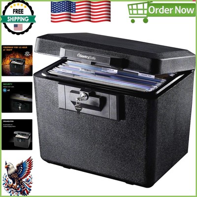 Black Fireproof Key Lock Box - Protect Documents & Valuables (13.6x15.3x12.1)