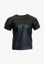 Men Genuine Sheep/Lambskin Leather T Shirt