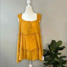 ASOS | NWT Golden Yellow Tiered Cotton Mini Sundress (Size 12)