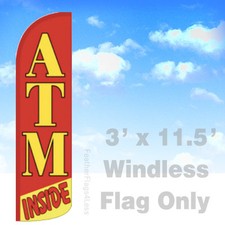 ATM INSIDE - Windless Swooper Flag Feather Banner Sign 3x11.5 - rq