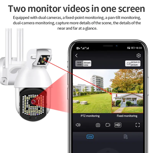 TELECAMERA WIFI DA ESTERNO DOPPIO OBIETTIVO IMPERMEABILE VISIONE NOTTURNA - Foto 6 di 8
