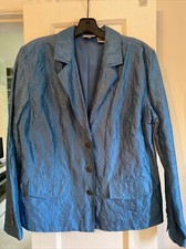 Chico's Peacock Blue Poly silk been Blazer Jacket Chico size 1 Approx US 10
