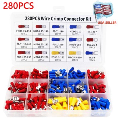 280PCS Assorted Insulated Electrical Wire Crimp Terminals Port Connectors Kit