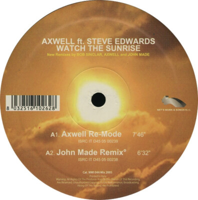 Axwell ft. Steve Edwards - Watch The Sunrise (12'', Promo) (Very Good (VG)) - 329