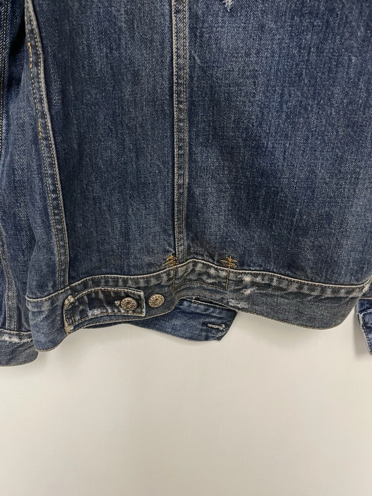 $1250 R13 Distressed Zipper Trucker Jacket Medium image 16
