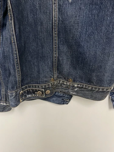$1250 R13 Distressed Zipper Trucker Jacket Medium image 16