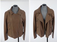 Kookai Leather Jacket Biker Taupe Brown Y2k Retro |lamb Leather Napa Fr 40 Uk10