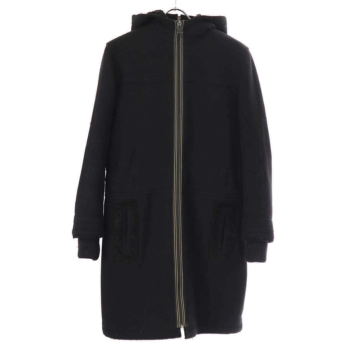 Cappotto donna CHANEL Sports Line lana con cappuccio nero fodera boa zip 2005 autentico