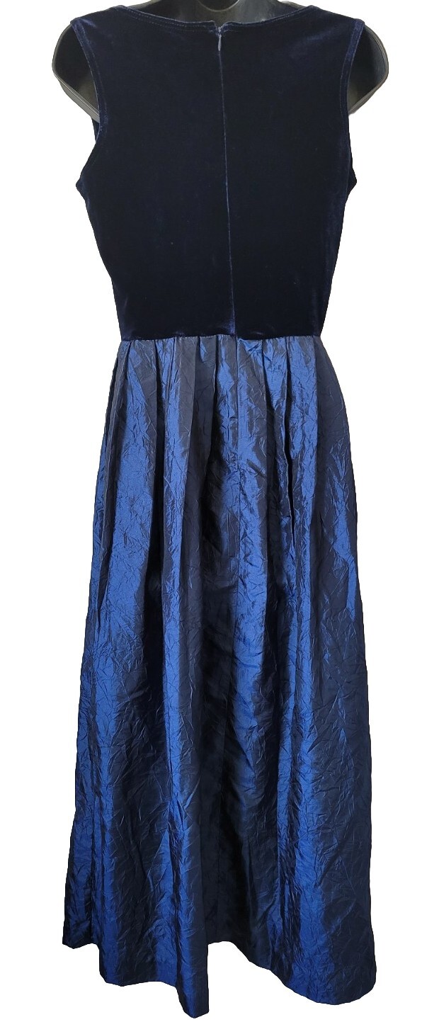 VTG JESSICA Howard Dress Blue Taffeta Velvet Gown… - image 2