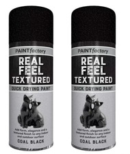 2 x 400ml Textured Coal Black  Effect Quick Dry Spray Paint Interior Exterior