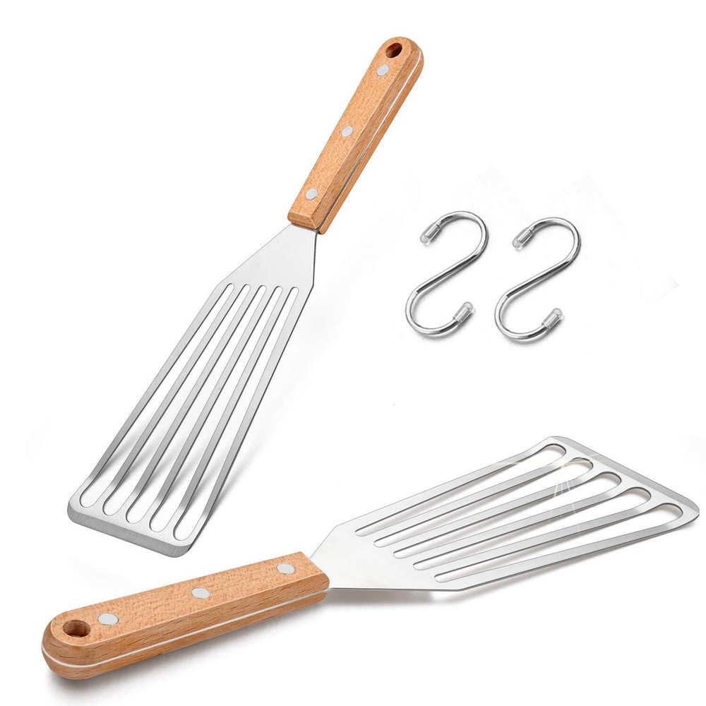 Fish Spatula Turner Set of 2, Leonyo Stainless Steel Slotted Fish Turner, Kit...