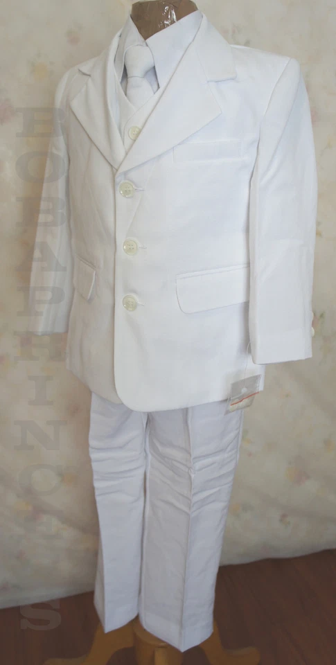 NEW 5 pcs Boys Communion/Baptism, Ring Bearer, Recital White Suit Set, Sz 5 - image 2 of 4