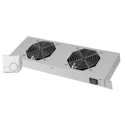 Digitus DN-19 Panneau De Ventilation Pour Racks - 2 Ventilateurs - Thermostat Réglable - Compatible Armoires Réseau Et Serveurs - 9