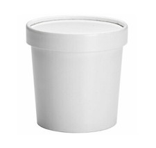 White Disposable Paper Soup Ice Cream Containers Heavy Duty 8oz 12oz 16oz 32oz