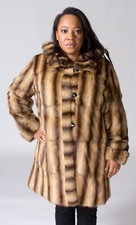 Clearance Reversible Natural Squirrel Fur 36” Coat With Detachable Hood- Size 12