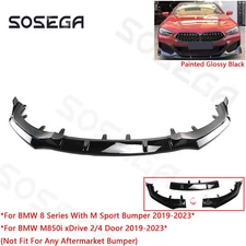 For BMW G14 G15 G16 840i M850i 19-23 Gloss BLK GT Style 3Pc Front Bumper Lip Kit
