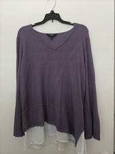 Simply Vera Wang Womens Large Lightweight Purple Lilac Tunic V-Neck Sheer Hem