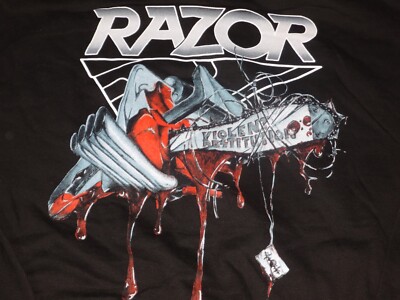Razor Zipper Hoodie Sweatshirt Thrash Metal Anvil Exodus Venom Midnight Sodom *