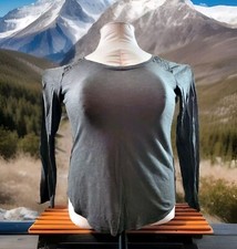 Dark Gray T-shirt Long Sleeves Lace Insets