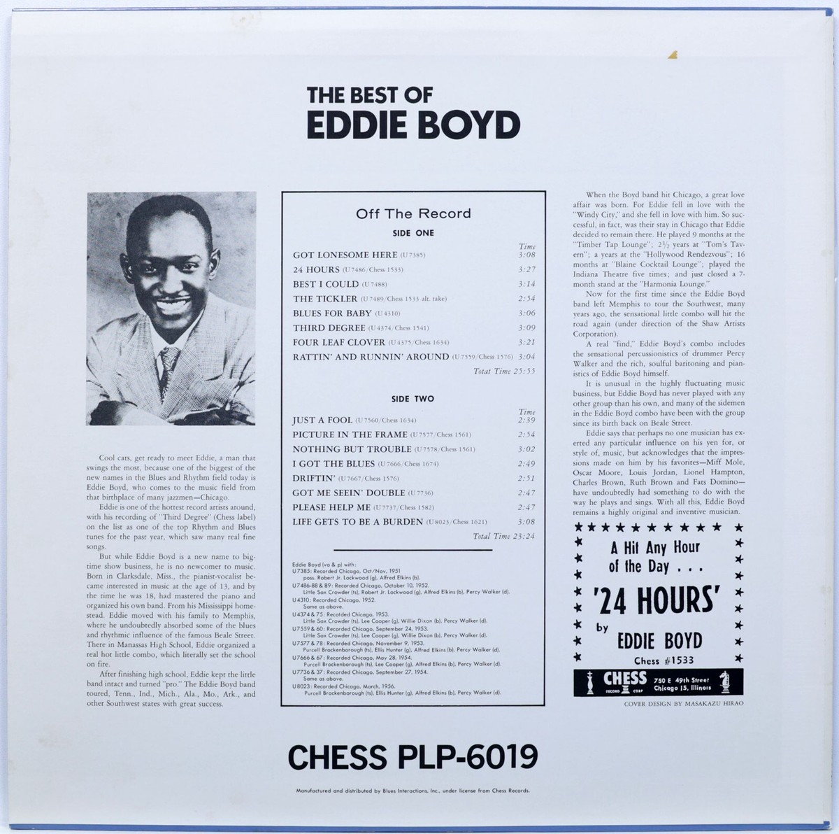 THE BEST OF EDDIE BOYD WITH ROBERT JR ROCKWOOD / CHESS / BLUES / P