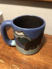 Design By Mara Stoneware Ceramic Mug/Planter Pottery Mountain Grizzly Bears