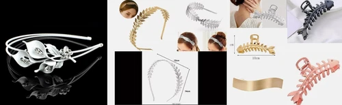 Hair Accessories Filigree Hair Clip Brass, Wave, Matte Gold Color, 77.5x24x2