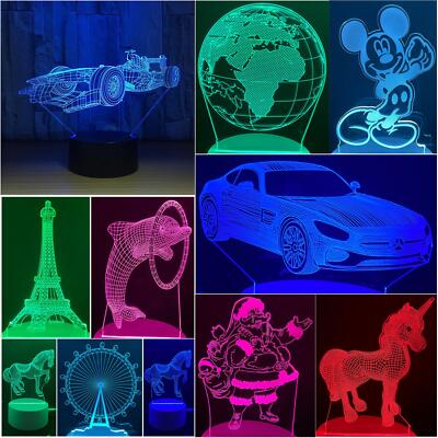 3D LED Illusion Nachtlicht Tischlampe Kinder Geschenk Farbwechsel Lichter