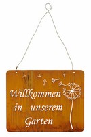 Schild Willkommen Im Garten 31X25Cm Deko Rost Rostdeko Pusteblume Eisen Wandbild