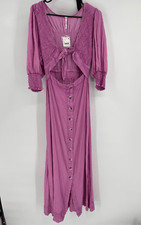 Free People Maxi Dress String Of Hearts Cutout Women Size Small Pink Boho New