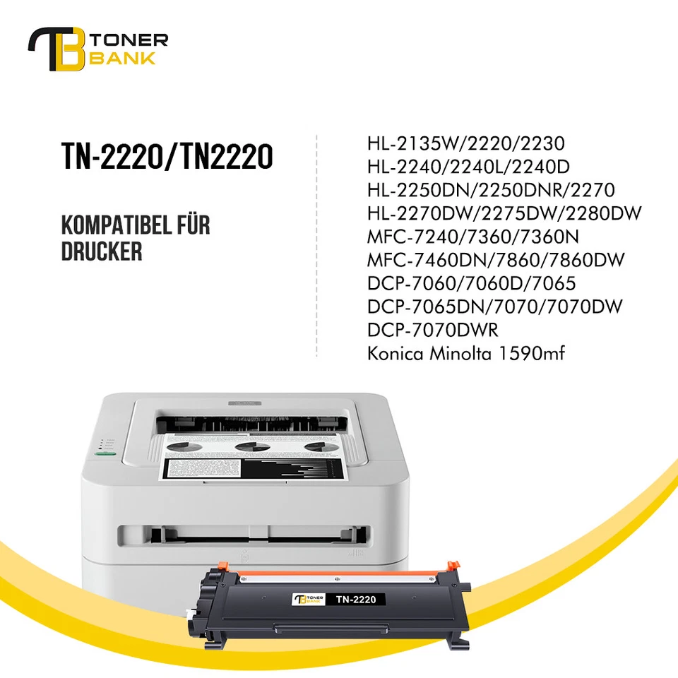 2x Toner Kompatibel Für Brother TN2220 HL-2135W MFC-7360N MFC-7460DN HL-2250DN - Bild 3 von 4