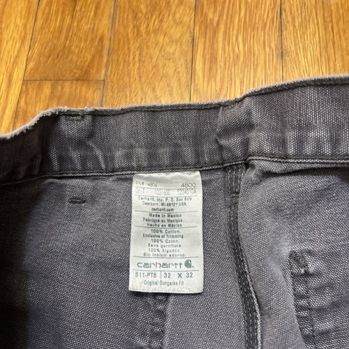 Carhartt B11 Gray Carpenter Pants Distress Duck Canvas Leather Patch 32x32 - Bild 8 von 11