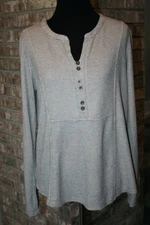 Jane and Delancey Womens Gray Long Sleeve Tab Adjustable Sleeve Thermal Top SZ M