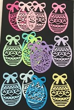 Easter Egg with Bow Die Cut Embellishments 2-3/8  x 1-1/2  Assorted Colors 8 pcs