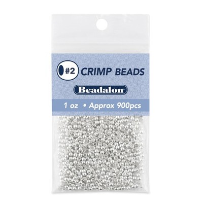 Crimp Beads, Size #2, Silver Plated, 1 oz, Approx. 900 pc