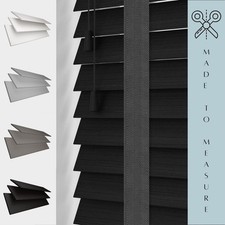 MADE TO MEASURE FAUX WOOD TAPE VENETIAN BLINDS 50MM SLATS WHITE GREY