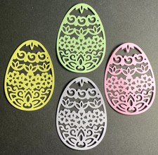 4 Intricate Easter Egg Paper Die Cut Embellishments scrapbooking Choice of Color