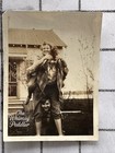 Antique 1910s 20s Sepia Photo Flapper Era Style Playful Trio Having fun in yard