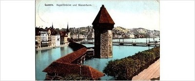 Luzern Chapel Bridge & Water Tower 1909 Photochrom Postcard Goetz Divided Back