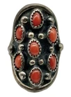 Vintage Navajo Sterling Silver Red Coral Cluster Ring Size 5.5