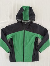 Lands End Kids Hooded Windbreaker/Rain Spring Jacket Green/Black Small 8