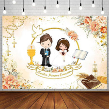 7X5Ft Mi Primera Comunion Backdrop for Twins Nuestra Primera Comuni n God Bless