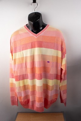 Vintage Marcello Men's 2XL Sweater Pink Peach Cotton Blend Italy NWT $295