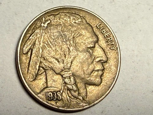 1938-D AU Indian Head BUFFALO NICKEL. Exact coin shown. #q3