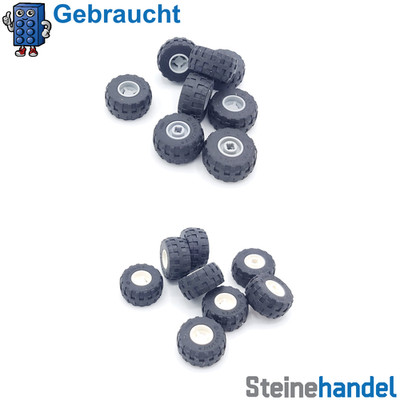 LEGO  Rad 11mm D. x 12mm mit Reifen 24mm D. x 12mm 8 Stück ( 6014bc04 )