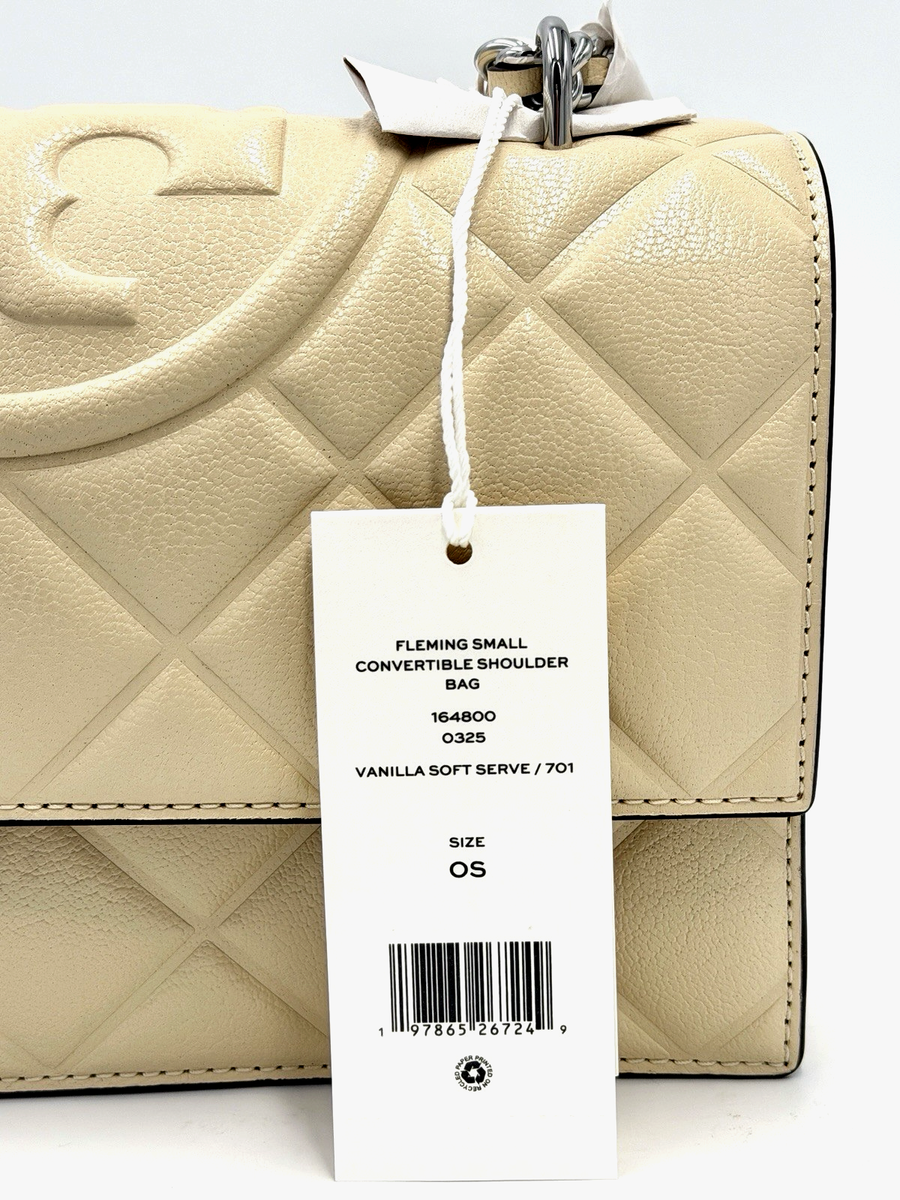 Tory Burch FLEMING SHOULDER BAG Small Convertible Vanilla QUILT