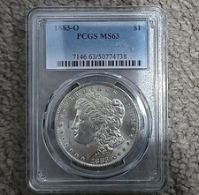 1883 O Morgan Silver $1 Dollar Coin PCGS MS 63 Certified US Coin Uncirculated 