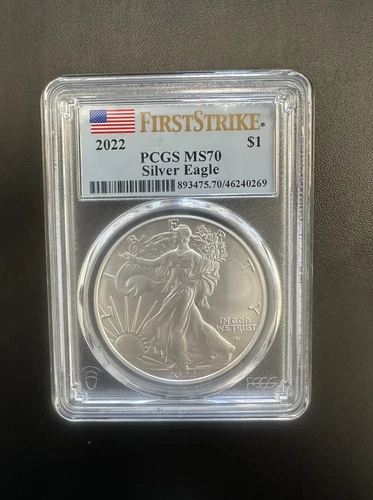 2022 $1 American Silver Eagle PCGS MS70 First Strike Flag Label- 1oz Fine Silver