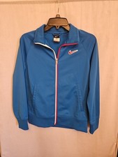 Nike Jacket Sweatshirt Women Size Large Full Zip Mock Neck Embroidered Appliqu 