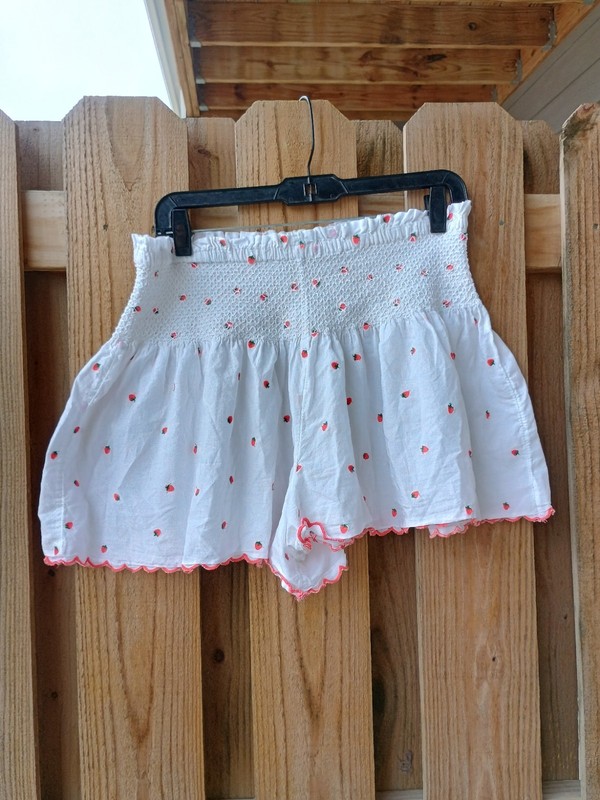 Joie 100% Cotton Strawberry Embroidery Shorts Women's Large White