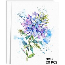 20 Sheets Watercolor Paper 9x12, 140lb/300gsm Cold Press Watercolor Paper Cotton